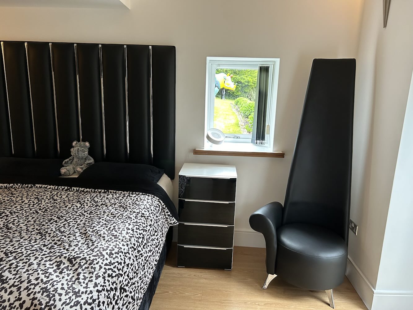 black leather chair headboard