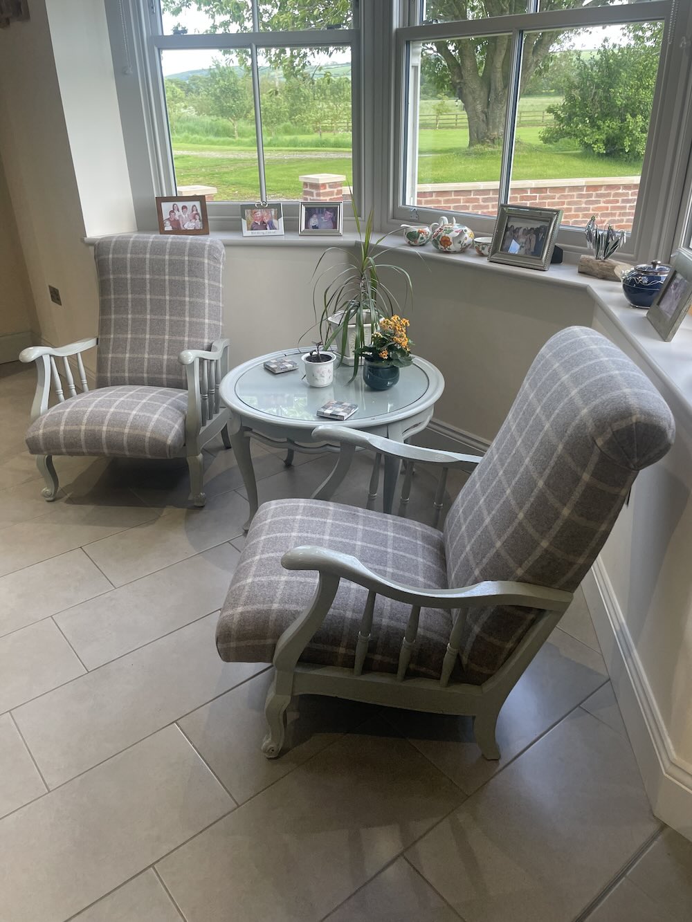 Tweed Upholstered Armchairs Tweed Upholstered Armchairs
