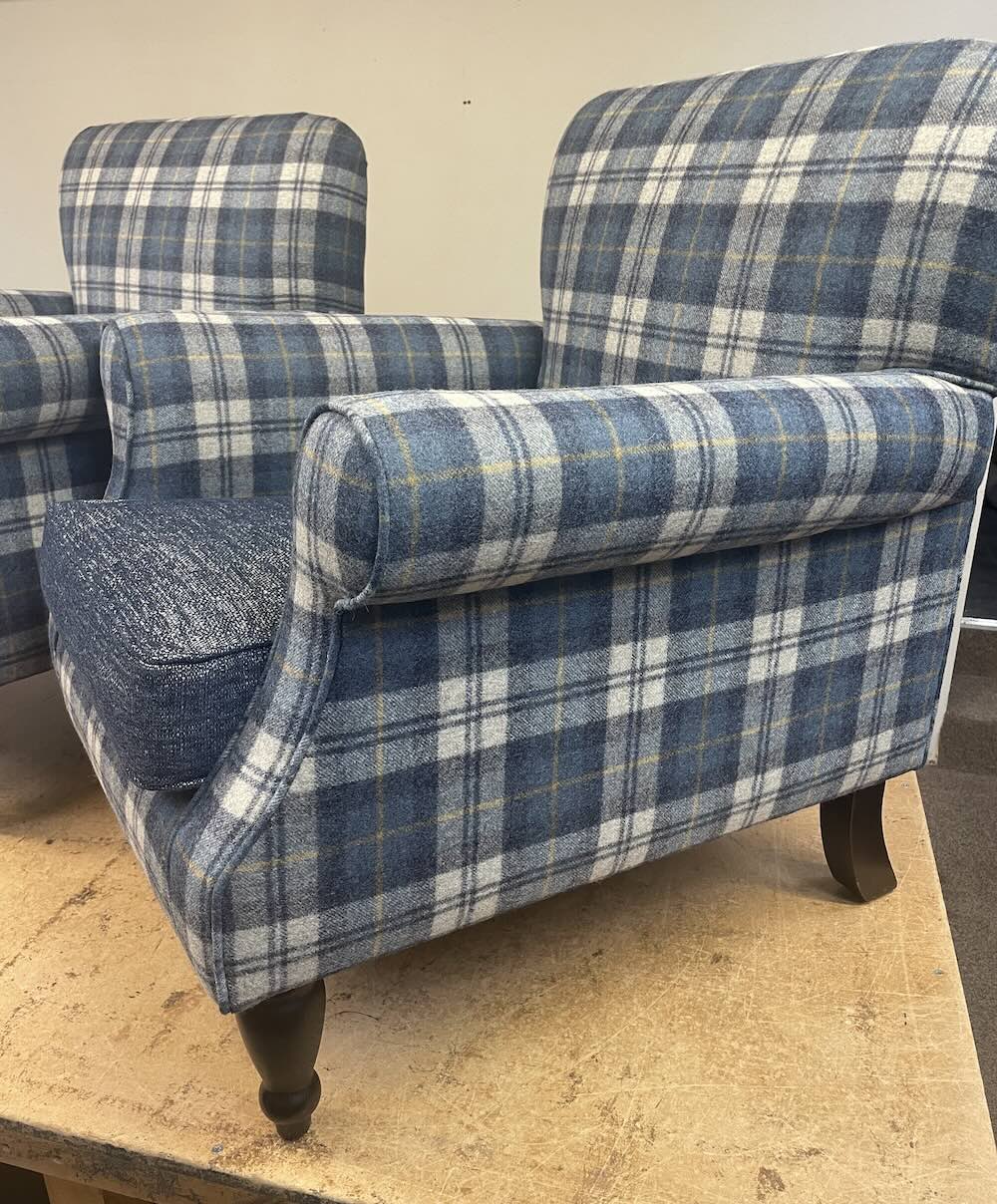 Two Tartan Pub Armchairs Two Tartan Pub Armchairs