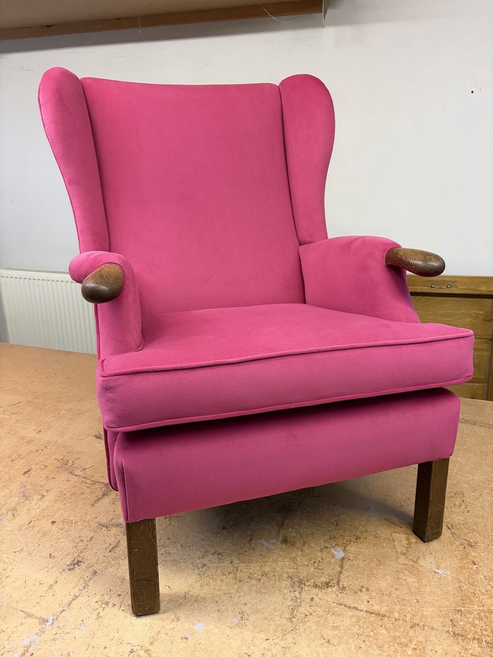 Fuchsia Velvet Wing Chair