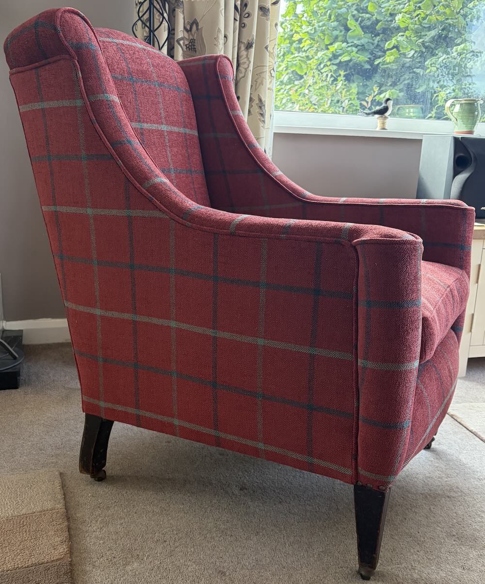Red tartan check chair 2