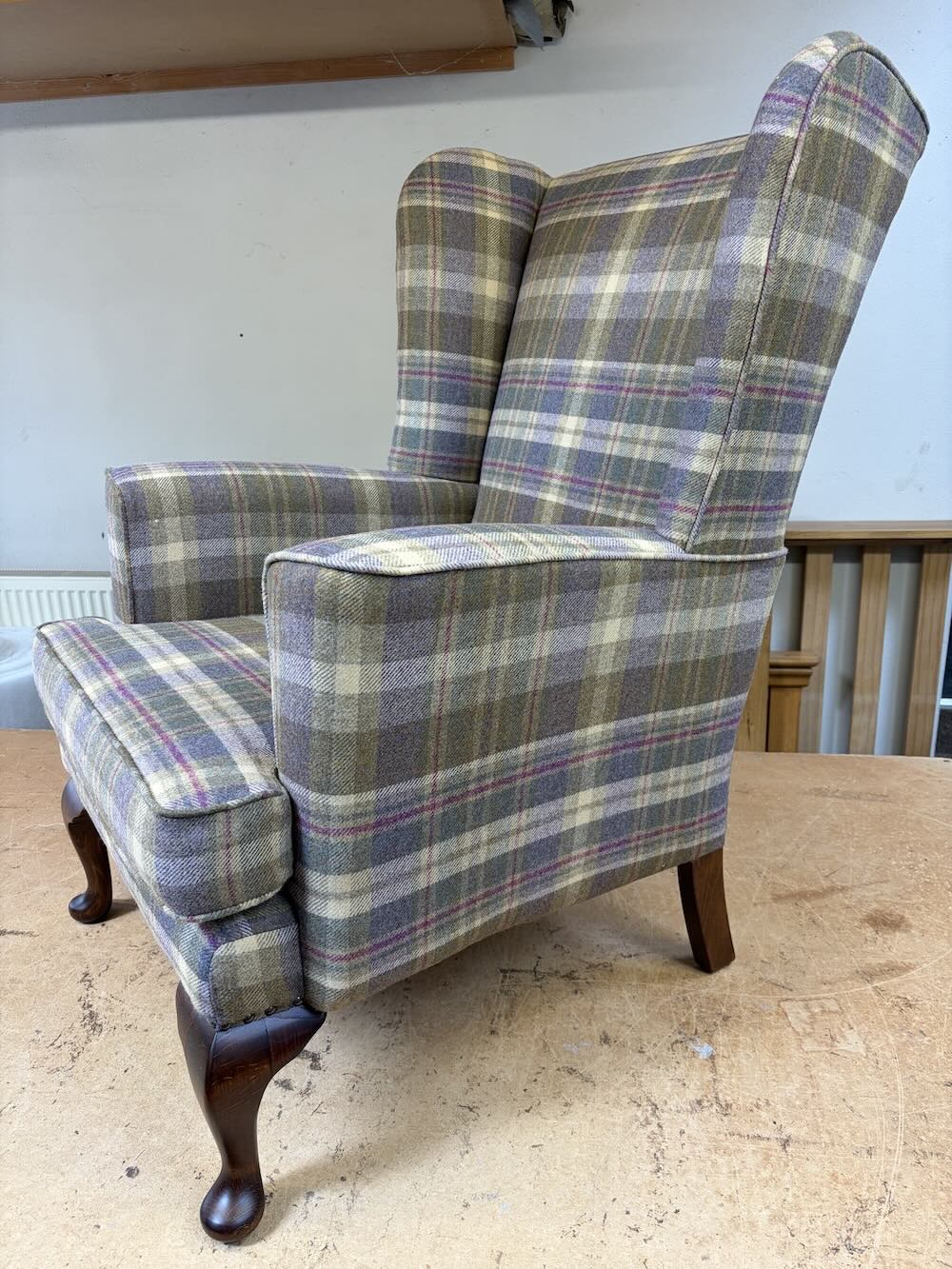 tartan wing chair upholstery 1