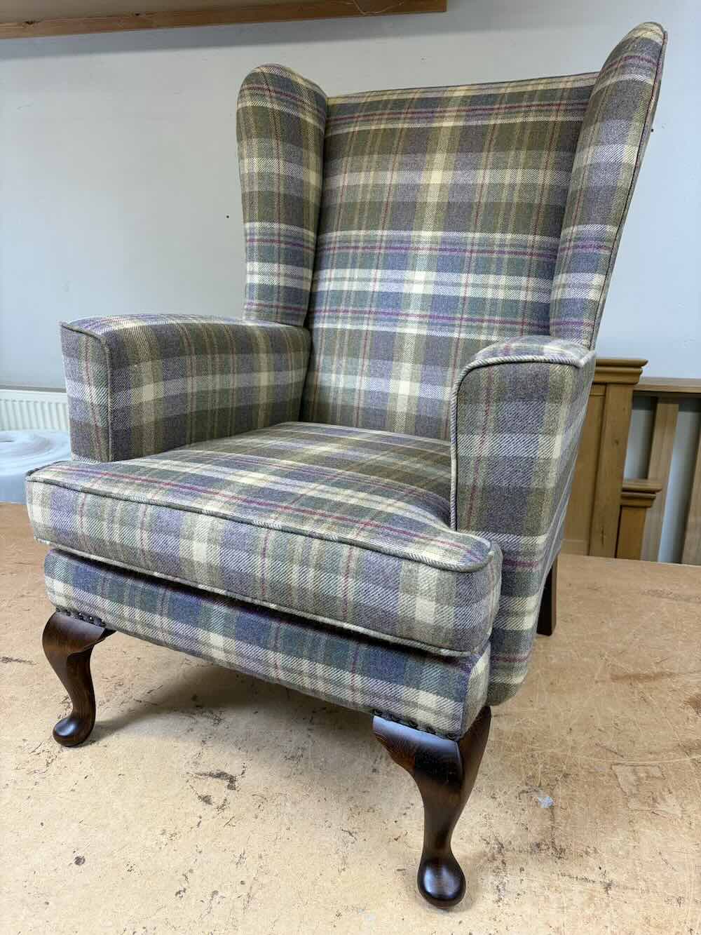 tartan wing chair upholstery